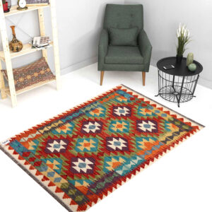 2.5x4ft Handwoven Wool Kilim Afghan Rug, Vegetable Dye Kilim Rug, SKU: 9839-122x85